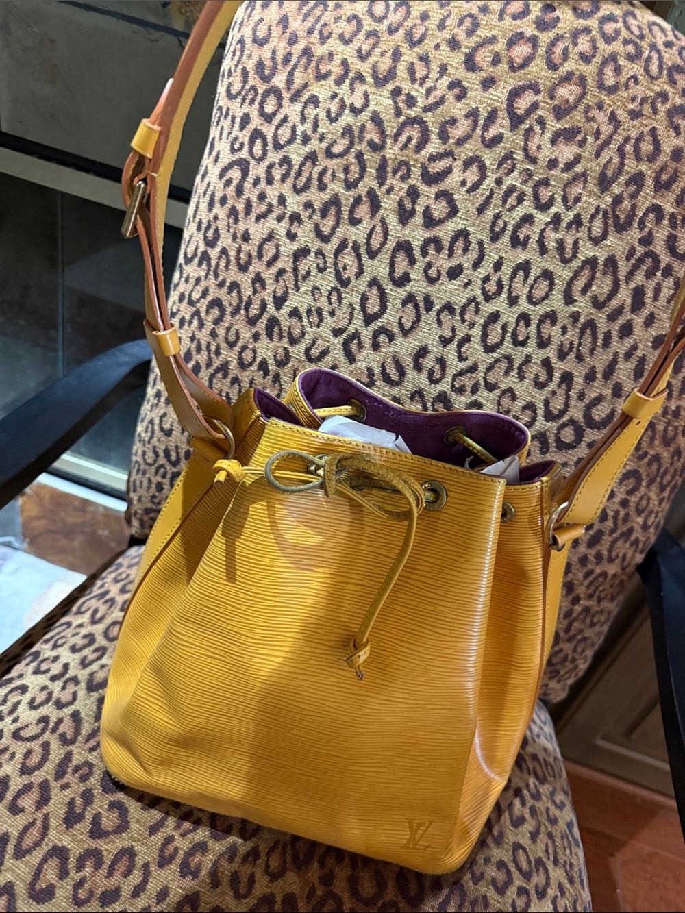 Louis Vuitton Vtg Yellow Epi Leather Noe Drawstring